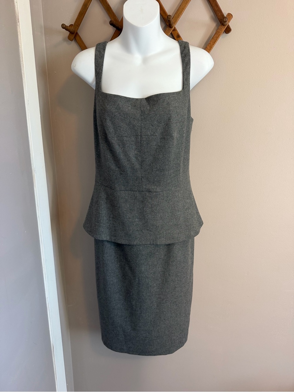Banana Republic Wool Blend Peplum Sheath Dress Gray 8